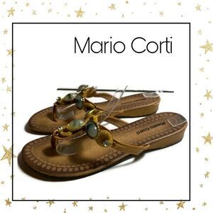 Mario Corti Stone Jewel Tan Thong Sandals 8.5